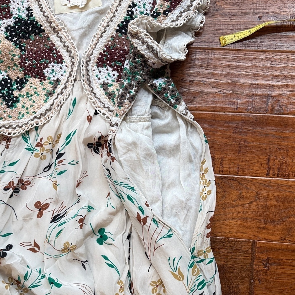 Anthropologie Crochet Floral Printed V Neck Maxi, 4P - Picture 5 of 13